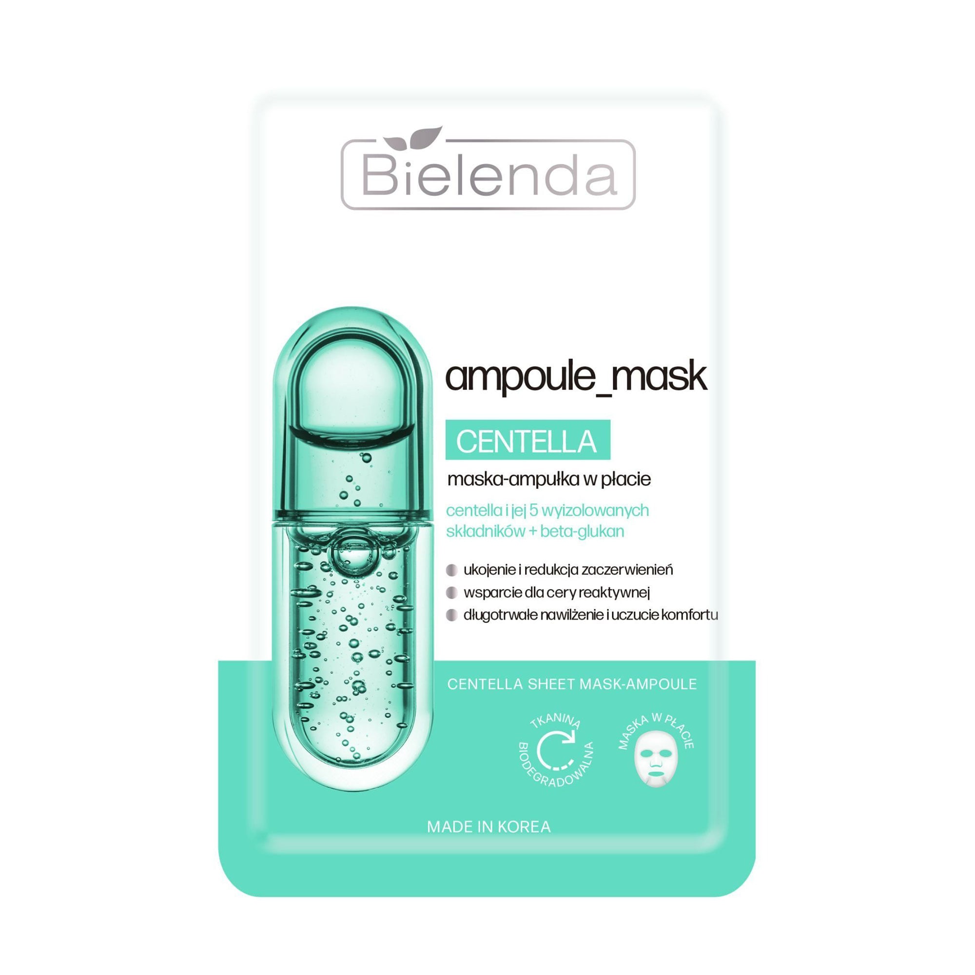 Ампульна тканинна маска для обличчя Bielenda Ampoule Mask Centella Sheet Mask Ampoule, 1 шт